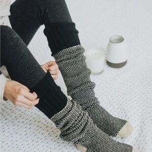 Cozy Knit Leg Warmers - Black and White